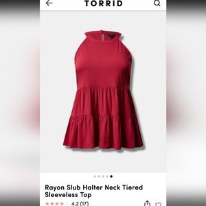 NWT Dark Pink Torrid Rayon slub halter tiered sleeveless top